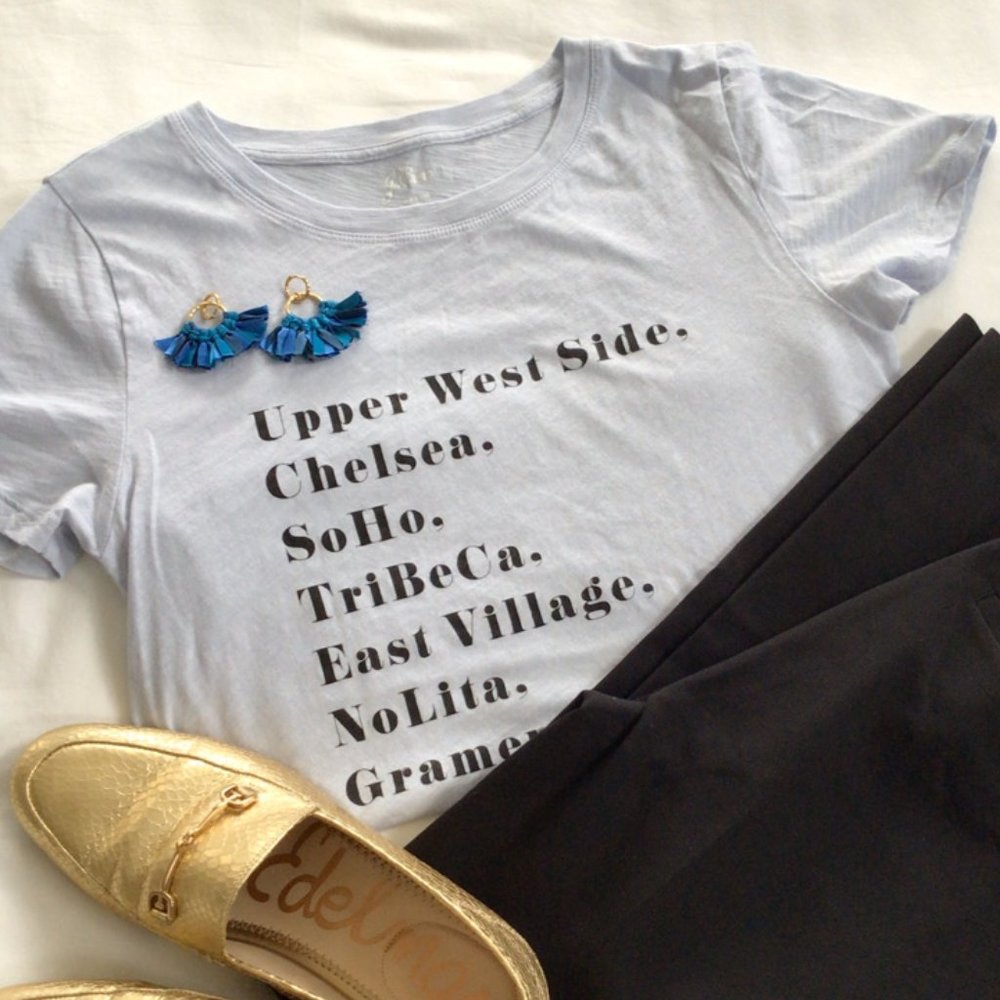 J Crew NYC Neighborhoods Graphic Tee Sz S